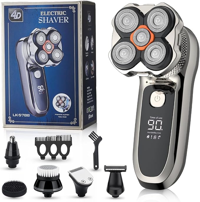 Head Shavers for Bald MenElectric Razor for MenIPX7 Waterproof Wet/Dry Bald Head Shaver Flex Blades for a Close ShaveLED Display Electric Rechargeable Head Shaving Mens Kit with Type-C Charge