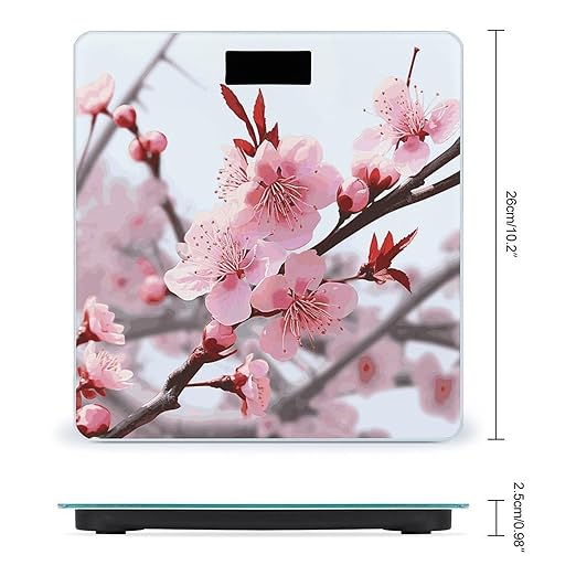 Plum Blossom Scale for Body Weight Anti-Slip Digital Bathroom Scale Sturdy Toughened Glass Weighing Scales High Precision Safe Rounded Corners Smart Scales