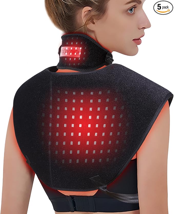 TUOB Red &amp Infrared Light Therapy for Shoulder &amp Neck Home Use 850nm Shoulder &amp 880nm Neck Pad Full Cover Light Therapy for Pain Relief &amp Muscle Relaxation