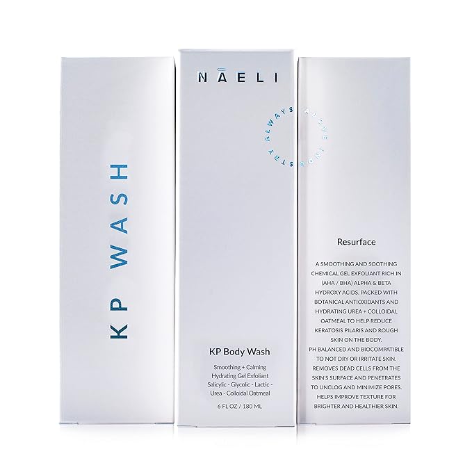 NAELI Exfoliating Body Wash with Salicylic &amp Glycolic Acid - Natural Keratosis Pilaris Treatment KP Bump Eraser Back &amp Butt Acne Gel - Smooths &amp Hydrates 6 oz