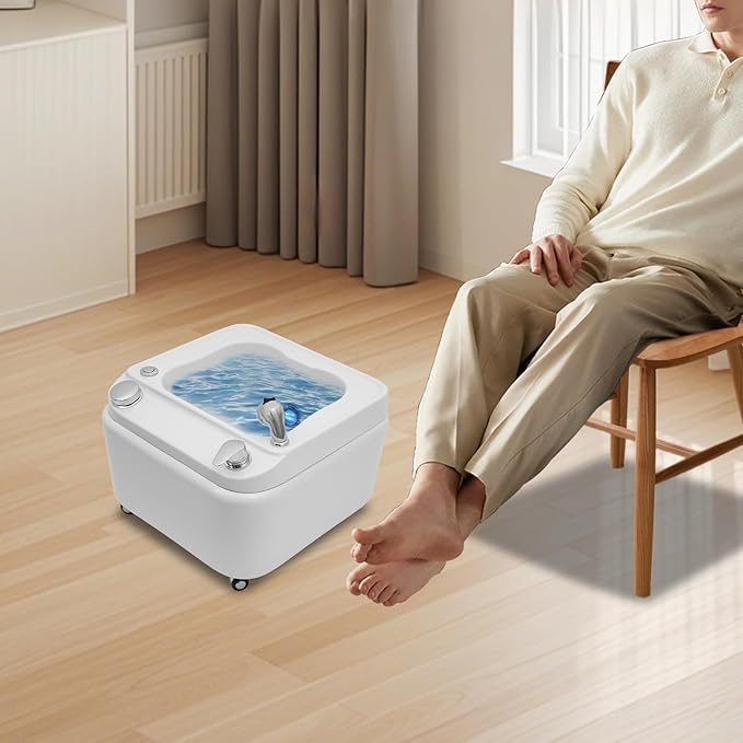 Acrylic Massage Foot Bath Portable Foot Spa Tub with Practical Hand Shower + 4 Wheels Bottom Raised Massage Point &amp Adjustable Hot and Cold Water for Salons Homes. (Style 2)