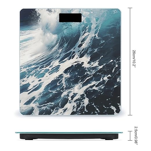 Beach Foam Wave Scale for Body Weight Highly Accurate Digital Bathroom Scale Sturdy Tempered Glass Weighing Scales with LCD Display Fashion Body Fat Smart Scales 400lb