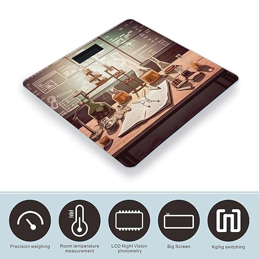 Chemistry Lab Bathroom Scale for Body Weight LCD Display Digital Bathroom Scale Tempered Glass Bathroom Weight Scales Fashion Smart Scales for Home Bedroom 400 Lb