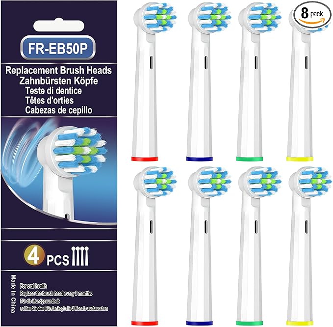 8 Pcs Replacement Toothbrush Heads Compatible with Braun Oral BBrush Heads Compatible with Oral B Pro 1000Genius X and Smart 1500 Series Electric Toothbrush（White）