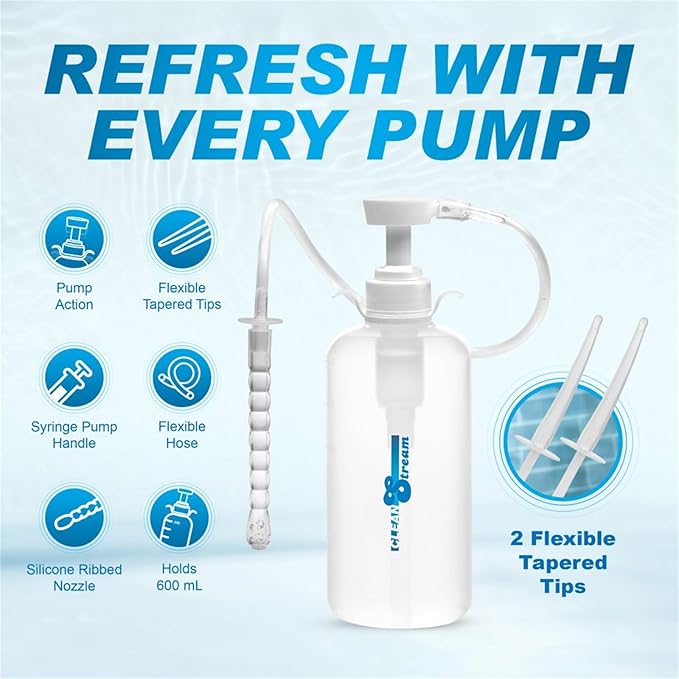 Anal Douche Enema Syringe Vaginal Kit 600ML Anal Syringe with 3PCS Tips Enema Bulb Reusable Long Douches for Men Women Adult Colon Cleaning for Vagina Backdoor