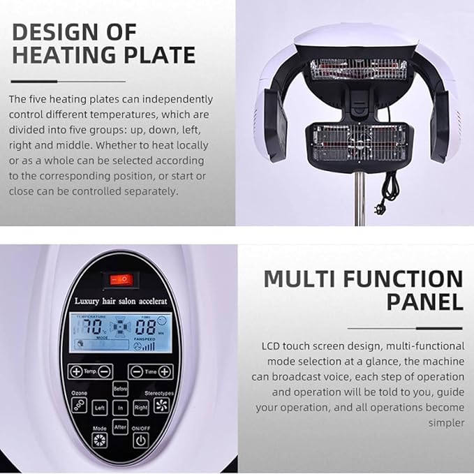Hair Dryer Standing Hair Perm Color Processor Dryer Heavy Duty Adjustable Wall Mounted/Standing Hair Dryer - Hair Salon Equipment for Hair Dyeing Perming800W(Standing)