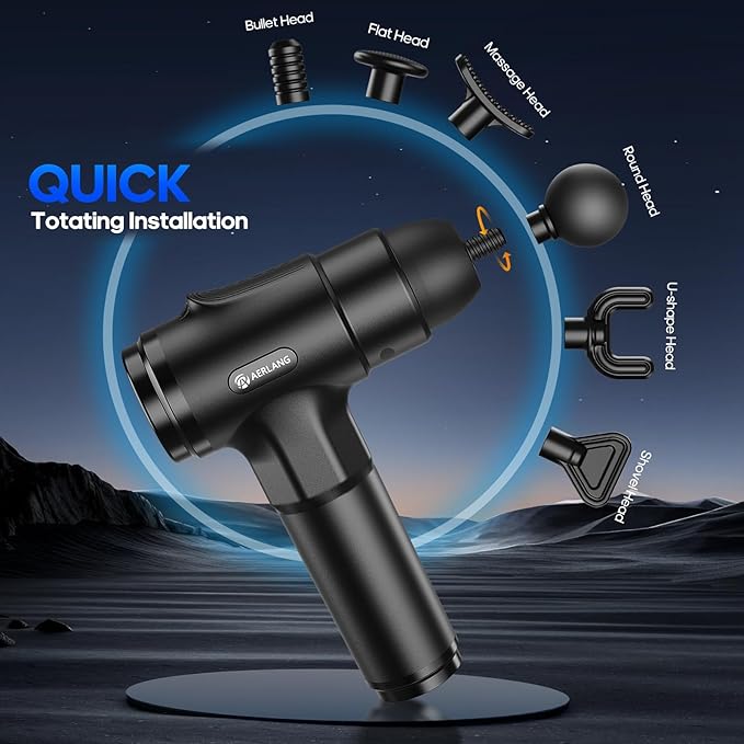 AERLANG Massage Gun Deep Tissue Muscle Back Massage for Athletes Pain Relief Percussion Massager with 6 Massages Heads &amp 20 Speed Fathers Birthday Day Gifts from Daughter Portable Back Massager
