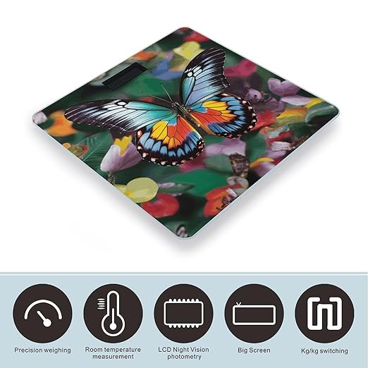 Colorful Butterfly Smart Scale for Body Weight Accurate Bathroom Scale with LED Display Digital Weight Scales Weighing Machine High Precision Scales for Bath Home