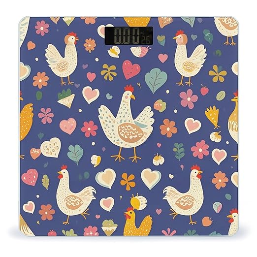 Chicken Pattern Smart Scale for Body Weight Accurate Bathroom Scale with LED Display Digital Weight Scales Weighing Machine High Precision Scales for Bath Home