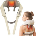Neck Massager with Heat Cordless Neck and Shoulder Massage Rechargeable Shiatsu 6D Kneading Massager for Pain Relief Deep Tissue Gift for Mom&ampDad (Light Beige)