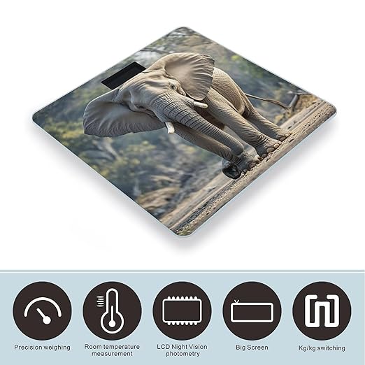 Elephant Scale for Body Weight Highly Accurate Digital Bathroom Body Scale Digital Bathroom Scales for People Anti-Slip Large LCD Display Smart Scales
