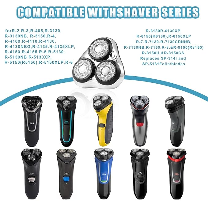 Universal Rotary Shaver Replacement Head Compatible with Remington Shaver Razor Parts for Series R3R4R5R6R7R8SP-3141 and SP-5161 Foils (Silver/2Pack)