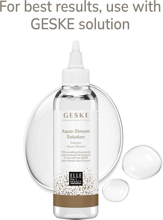 GESKE SmartAppGuided™ Aqua-Stream Face Cleanser | 8 in 1 | Deep Pore Cleansing | Impurities Prevention | Blackhead Extraction | Reduce Red &amp Dry Skin | Use with Our Aqua-Stream Solution