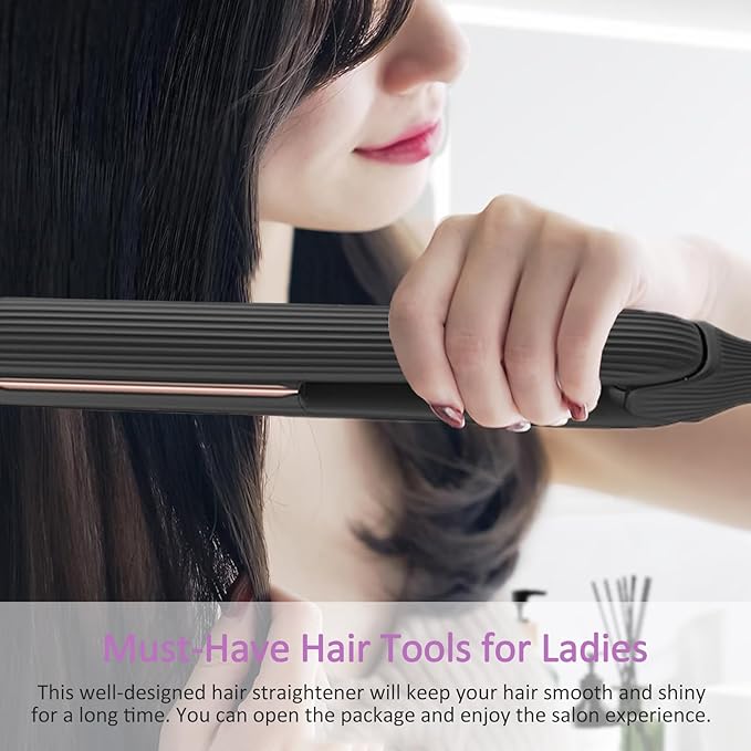 Hair Straightener for Women Ionic Straightening Iron with 3 Temperature Settings Fast Heating Flat Iron Straightener with Intelligent Power Off for All Hair Types (Black)