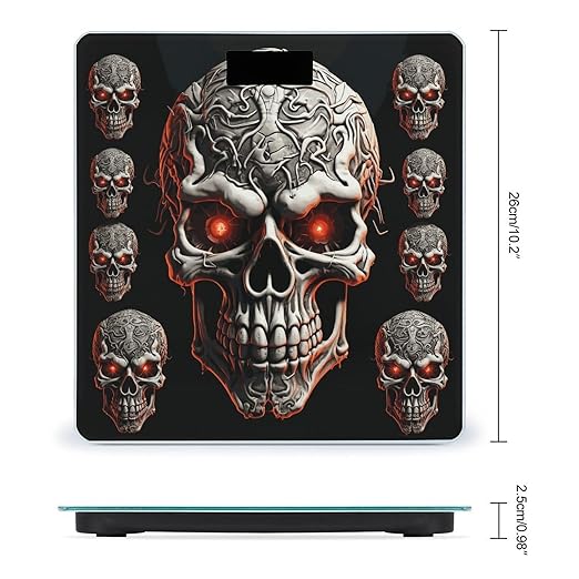 Evil Skull Bathroom Scale Ultra-Bright Liquid Crystal Screen Weight Scale Accurate Bathroom Body Scales for Body Weight Bathroom Pet Home Bedroom Gift-Giving