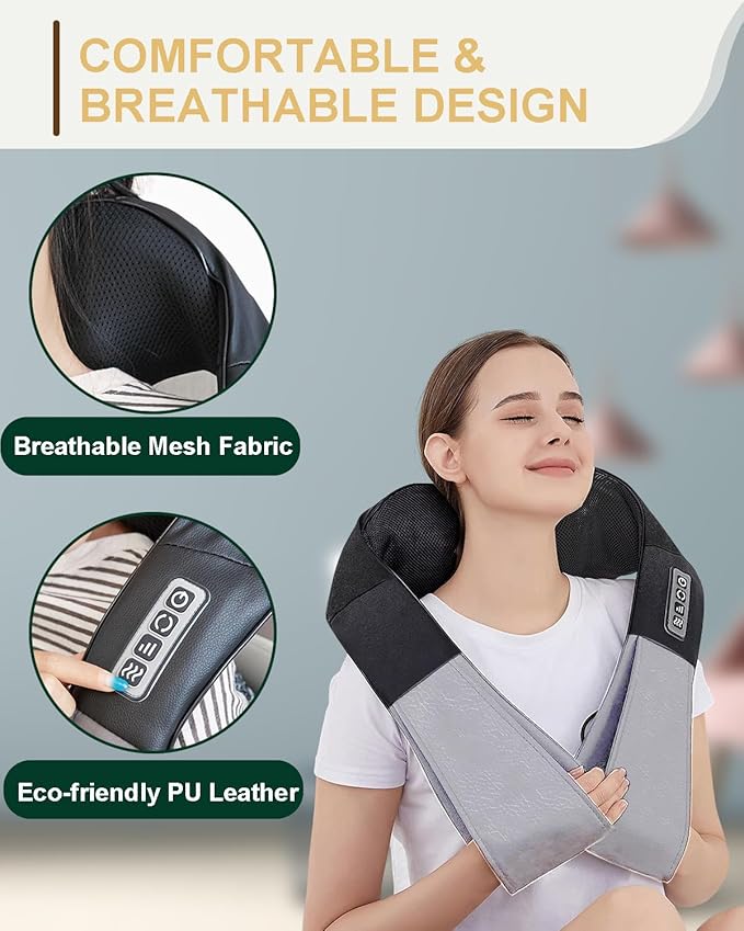 Neck Massager with Heat Shiatsu Shoulder and Back Massager Electric Kneading Back Massager Massage Pillow for Deep Tissue Birthday Day Gifts for Husband Wife Dad Mom Women &amp Man