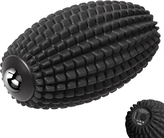 Vibrating Massage Ball for Full Body Relaxation Silicone Trigger Point Massager Ball for Back Neck Foot Muscle Recovery Portable Rechargeable Massage Roller 3 Vibration Modes (Black)