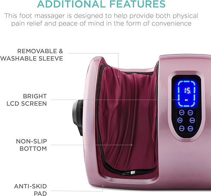 Best Choice Products Heated Shiatsu Foot Massager for Pain Relief Plantar Fasciitis Neuropathy Blood Circulation w/Compact Design - Rose Gold