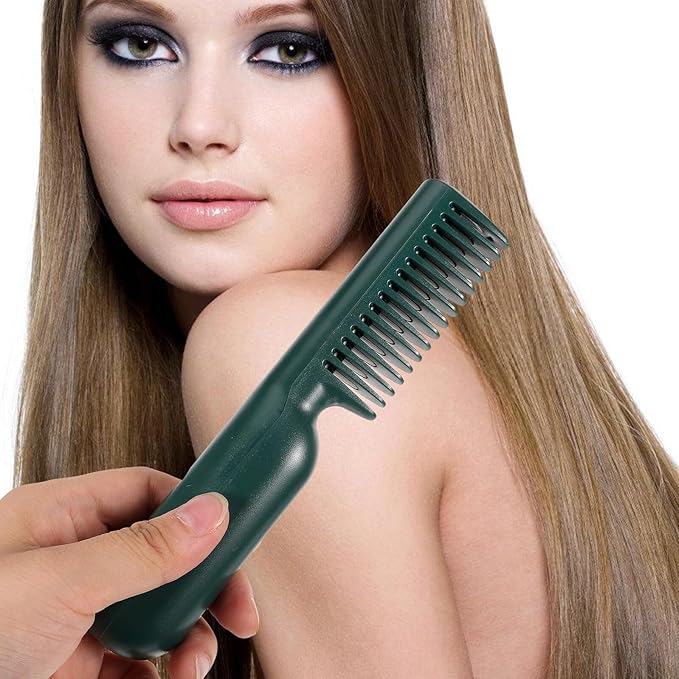 PRETYZOOM Temperature Hair Straightening Comb Brush for Smooth Hair Ceramic Heating Styling Tool for Straightening and Curling Portable USB Electric Straightener for Home Use Green
