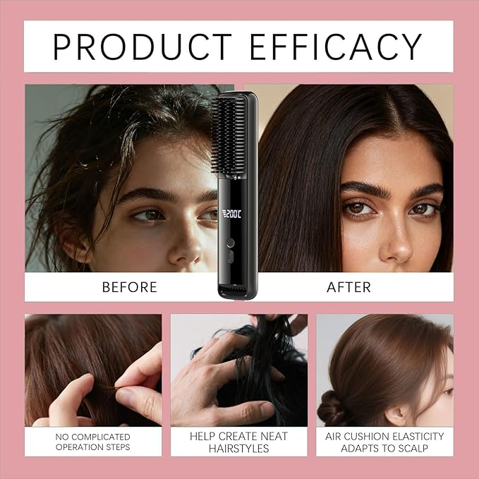 Cordless Hair Straightener Rechargeable Styling Tool Compact Portable Smoothing Device Ceramic Plate Cordless Flat Iron Travel Ready Styling Accessory Salon and Home Hair Care Solution