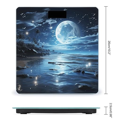 Moon Over OceanScale for Body Weight with LCD High Precision Weighing Scales Fashion Sturdy Tempered Glass Weight Scales Easy-to-Read Digital Bathroom Scale for Daily 400lb