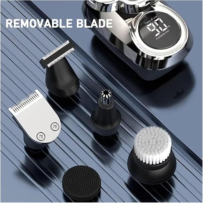 Bawldy Pro Head Shaver 9D Floating Blade Heads Intelligent LED Display IPX7 Waterproof Wet Dry Shaving Rechargeable Cordless Razor(1 Set Silver)
