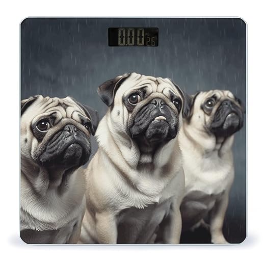 Funny Pug Dog Weight Scale for Body Weight Digital Bathroom Scale High Capacity Accurate Digital Weighing Scales and Easy-to-Read on Backlit LCD Display Scales