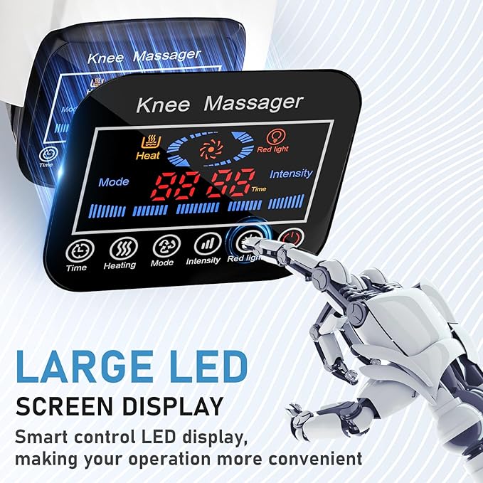 Knee Massager 4 in 1 with Heat Vibration Red Light and 3D Massage Cordless Portable Rechargeable Gifts for Family and Friends