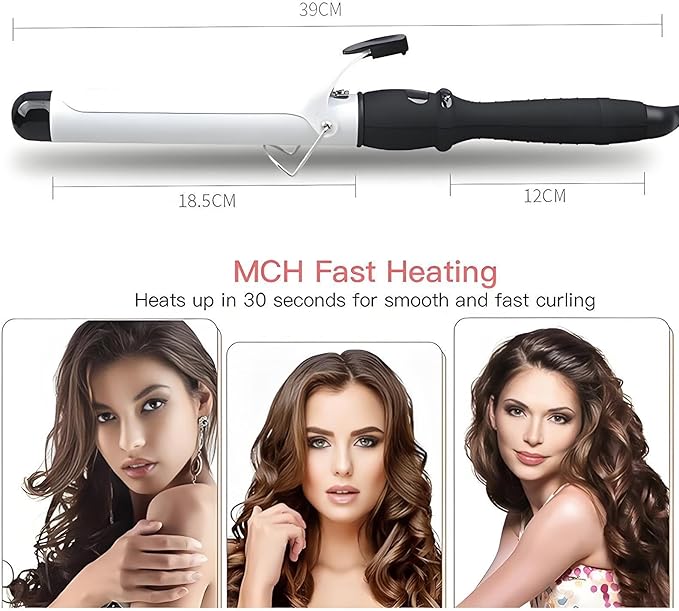 Professional Hair Curling Iron Rollers Ceramic Hair Curler Irons Wand LCD Display Hair Curly Waver 22/25/28/32/38mm Extended Iron Body Styling Tool (38MM)