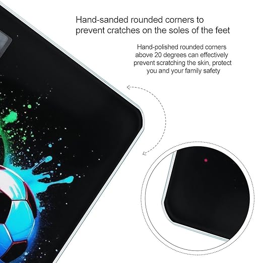 Men's Smart Scale for Body Weight Digital Bathroom Weighing Scale Automatic Switch Energy Saving Scale Colorful Paint Splash Ink Soccer Ball Football Black