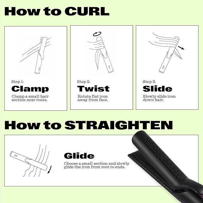 Trademark Beauty Airflow Styling Flat Iron 2 in 1 Hair Straightener &amp Curler Ceramic Plates Tourmaline Coating 360 Degree Air Vents Sunny Styler - Black