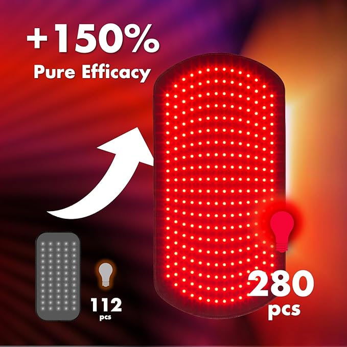 ALLOLO Red Light Therapy for Body 27.6*13.9 Large Infrared Light Therapy with Timer 280pcs 3-in-1 LEDs 660nm&amp850nm Red Light Therapy Pad for Back Belly Knee Joint (with Storage Bag &amp Glass