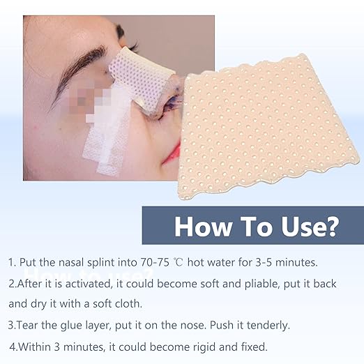 Thermoplastic Nasal Splints Nose External Support Protector for Nose Brace Fracture Rhinoplasty Septoplasty ENT Orthopedic Immobilization Corrugated Shape 5 PCS (M)
