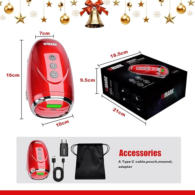 WMARK Barber Massager/Cordless HandheldMassager Charge Neck/Legs/Hand/FaceMassager 2 Massage Nodes 2600AMHRed