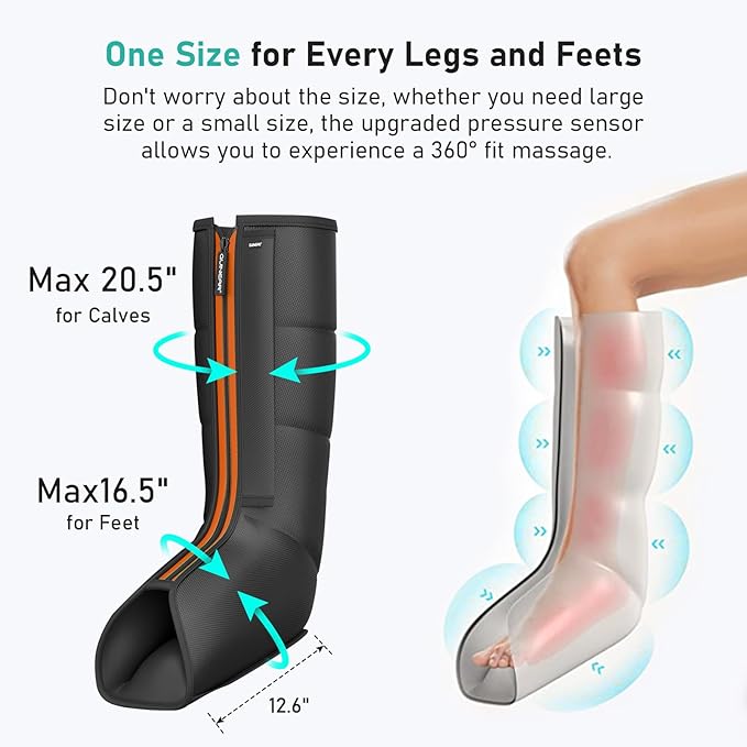QUINEAR Leg Compression Massager Calf Massager for Circulation and Pain Relief with 3 Modes and 3 IntensitiesCompression Boots for Leg (no Heat)