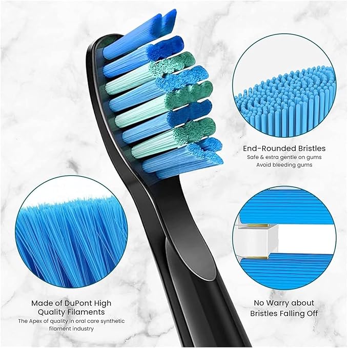 Replacement Toothbrush Heads Compatible for SG-575/507B/508/551/958/908/909/917/610/659/719/910/548/2303(BLACK10 WHITE10 Care)