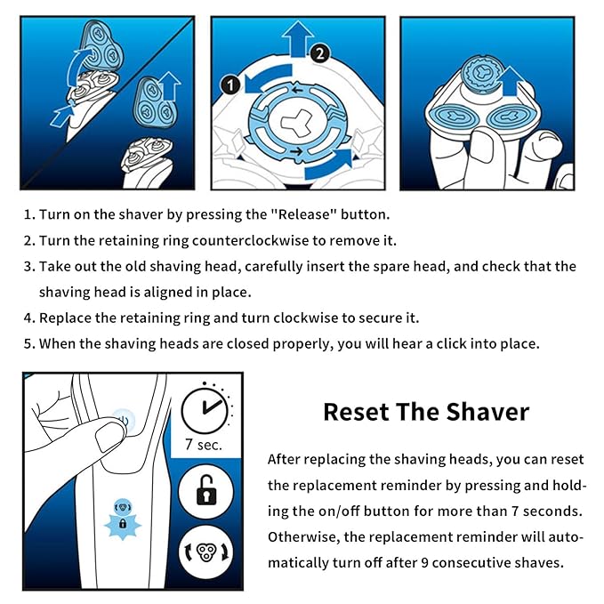 6P SH50 Replacement Heads Compatible with Series 5000 (S5xxx) PT8xx &amp More - Electric Shaver Replacement Head for Men