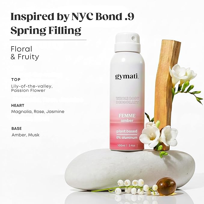 Gymati Natural Deodorant Body Spray – Aluminum-Free Plant-Based Blend with Aloe &amp Zinc Long-Lasting Odor Protection Luxury-Inspired Scent Women Pack of 3