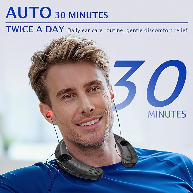 KTS Neckband Red Light Ear Therapy Device Red Light Device for Ear Comfort with 650nm Wavelength&amp3 Power Levels Auto Timer Portable Neck-Hanging Design