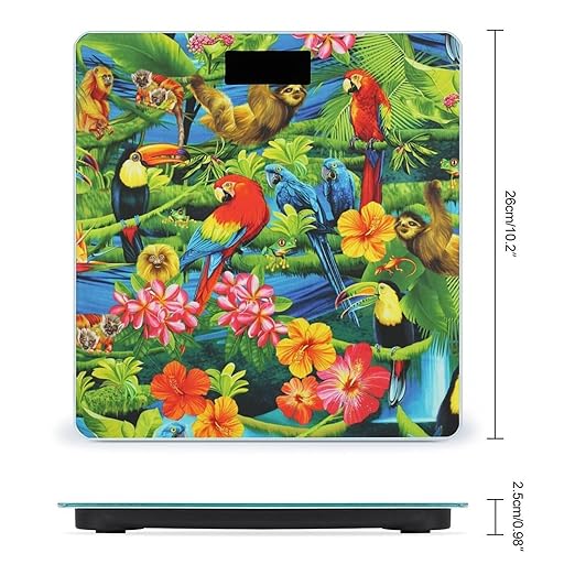 Macaws Rainforest Parrots Jungle Art Smart Square Scale with Digital Display for Bathroom Scale