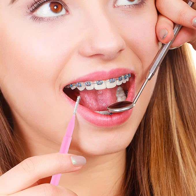 ABOOFAN 100pcs Interdental Brushes: Oral Care Brushes for Plaque Removal &amp Gum Health - Soft Bristled Dental Picks for Braces &amp Dental Devices
