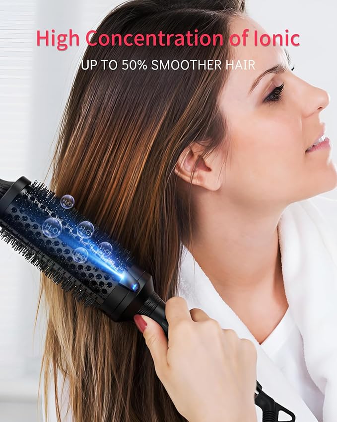 K&ampK Thermal Brush for Blowout Look Pro 1.77 Inch Heated Round Brush with Ceramic Tourmaline Coating Ionic Makes Hair Smoother Get Natural Curls 122-446°F Dual Voltage for Travel