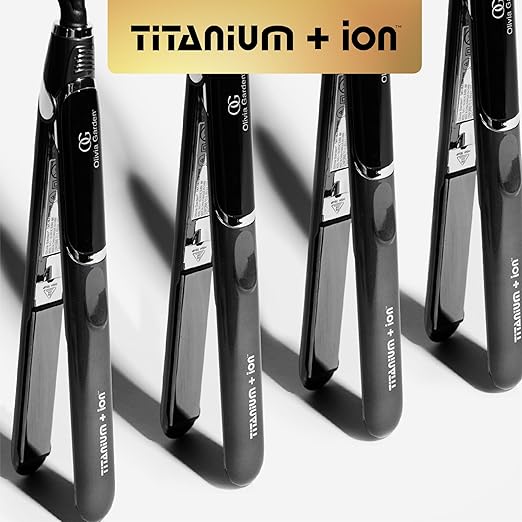 Olivia Garden Titanium + Ion Professional Flat Iron - Hair Straightener for All Hair Types - Includes Heat-Resistant Mat - 3D Floating Plates