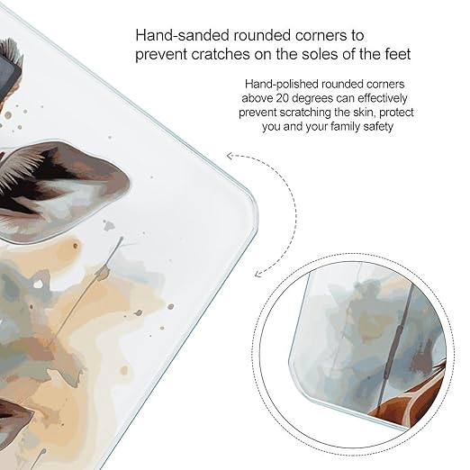 Watercolor Deer Giraffe Digital Bathroom Scale for Body Weight with High Precision Digital Weighing Scale with BMI Clear LCD Display and Step-On Measures Weight Up to 180kg