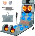 Full Body Massage Mat with Heat &amp Movable Shiatsu Neck Back Massager Pillow &amp Foot Massager Massage Mattress Pad with Top Pillow Lumbar Support 10 Vibration Motors 3 Heating Pads &amp 9 M