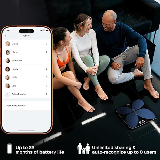 Wyze Smart Scale X Butterfly - Bathroom Scale for Body Weight BMI Body Fat Muscle Mass Accurate Bluetooth Digital Scale for Body Composition Analyzer | Sync Health Apps | ITO Glass 400 lbs Black