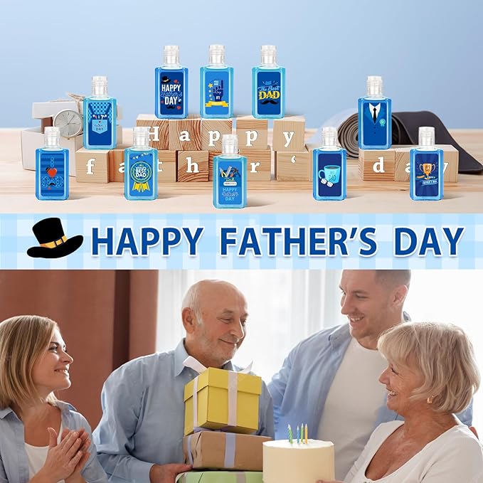 50 Pcs Father's Day Mini Hand Sanitizer Bulk Happy Father's Day Small Hand Soap 1fl Oz Travel Size Hand Soap Best Dad for Happy Fathers Day Party Supplie