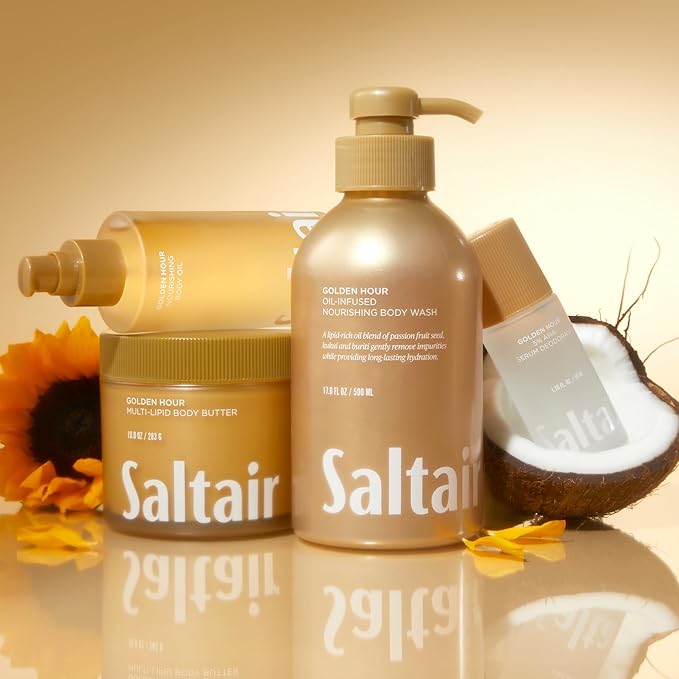 Saltair Body Wash 2-Pack – Moisturizing Body Wash with Vitamin E &amp Hydrating Oil Blend – Scented Shower Gel for Women and Men – Golden Hour Scent 2x 17oz – Vegan Cruelty-Free Paraben-Free