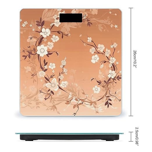 Flower Pattern Digital Bathroom Scale for Body Weight Weighing Scale with Backlit LCD Display High Precision Measurements &amp Measures Weight Up to 180kg