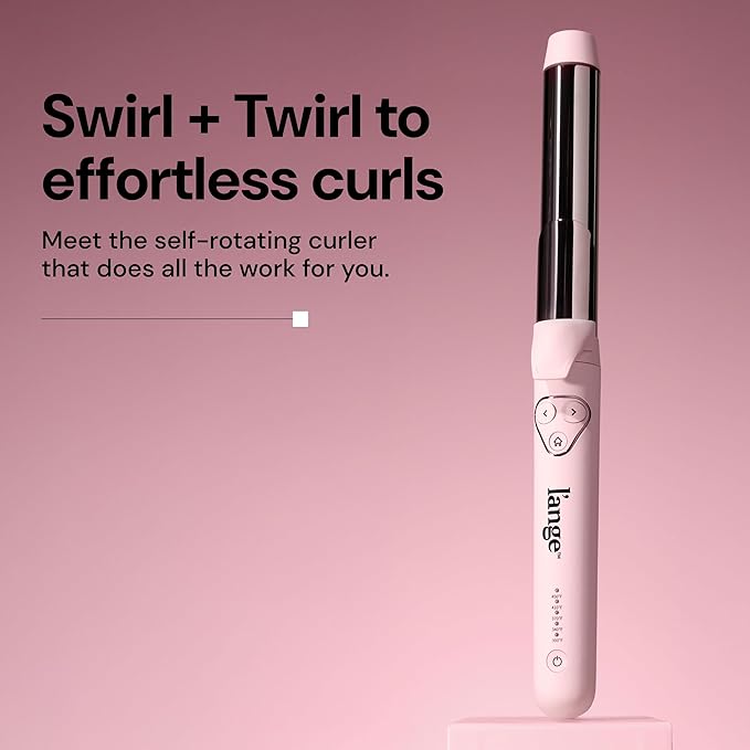 L'ANGE HAIR Le Pirouette 32MM Titanium Rotating Curling Iron Self-Rotating Curler | Curls and Waves for Beginners and Pros | Premium Titanium 1.25 Inch Barrel | Blush